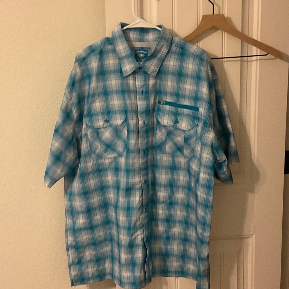 Reel Legends Men's Blue Plaid Button Down Shirt